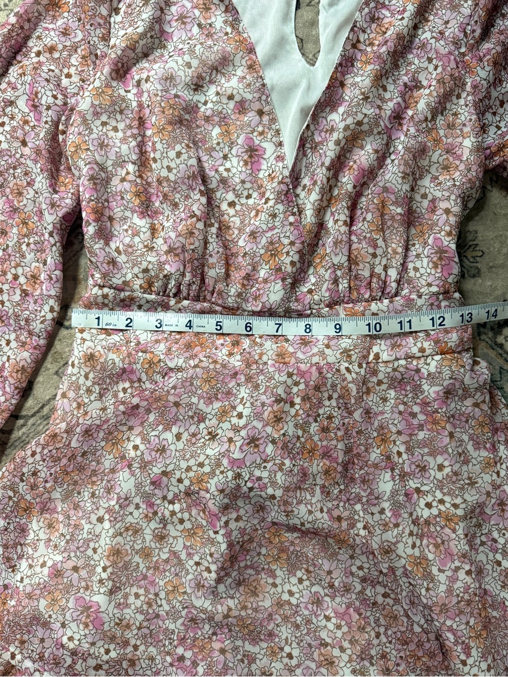 Japna Floral‎ Long Sleeve Tiered Ruffle Mini Dress Pink Size M Coquette Feminine - Picture 8 of 9